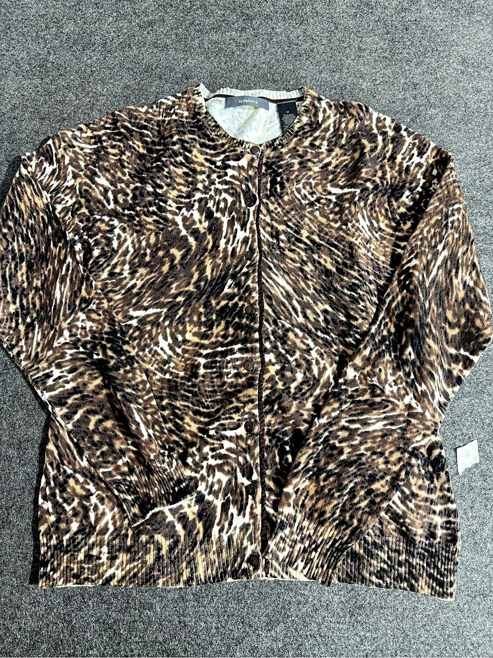 Liz Claiborne Animal Print Jacket in Brown & Black Size Medium